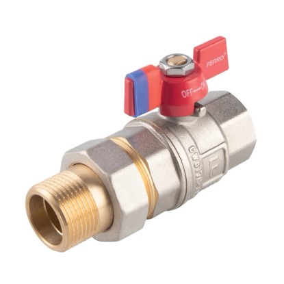 Ferro Kulový plnoprůtočný kohout KFPS2 se šroubením, motýlek ŠM 3/4"