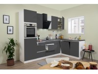 Respekta Kuchyně Lorena L šedá/žula 280 cm-trouba/skl.d./digestoř/myčka/lednice