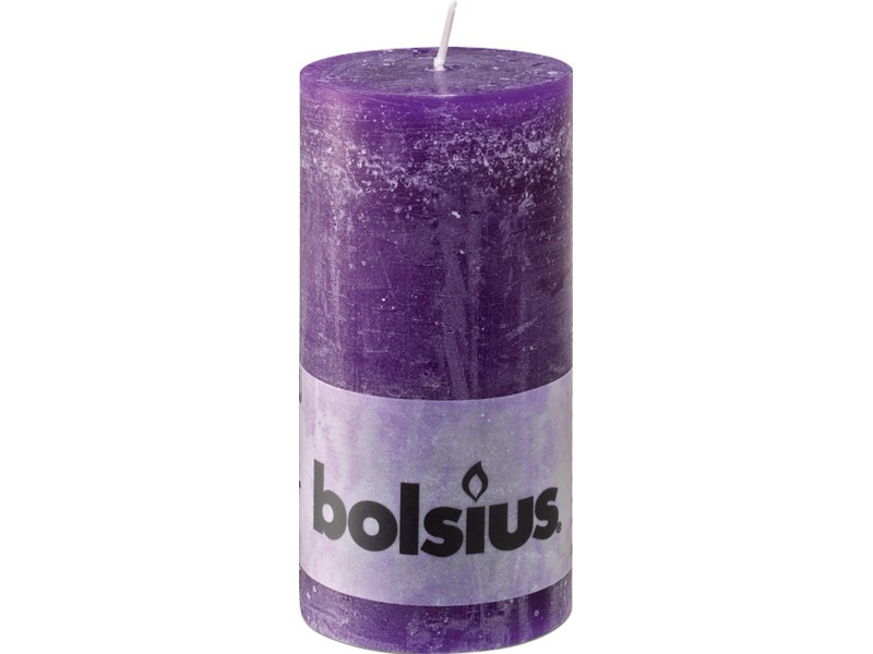 Bougie Pilier Bolsius Bloc Rustique 130/68 - Rose, Cire Végétale, Longue Durée De Combustion