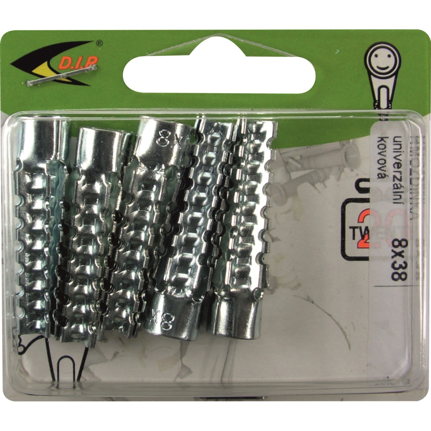 D.I.P. Hmoždinka kovová, 5 ks, 8 x 38 mm