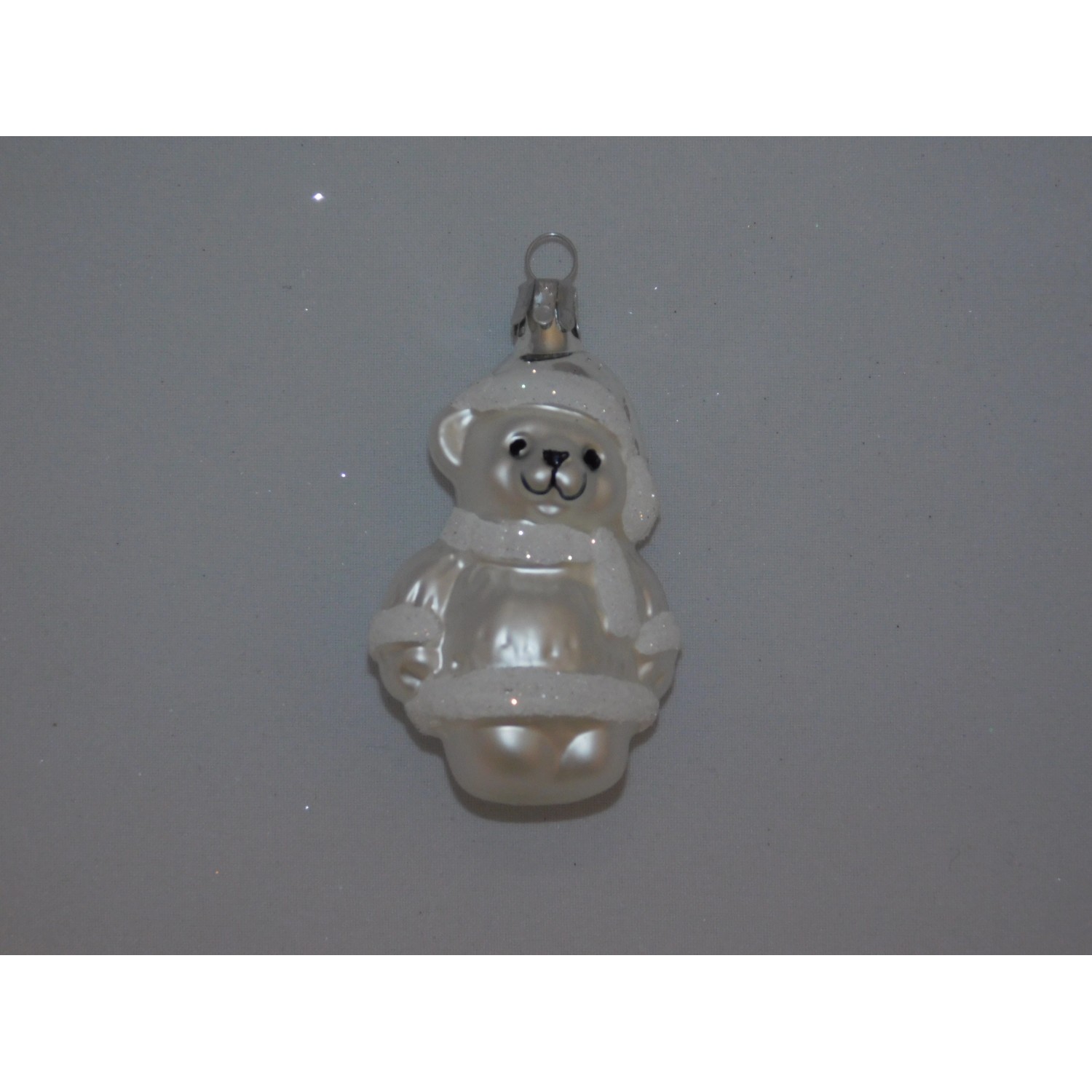 Ornex Skleněná vánoční ozdoba medvídek bílý 7 cm