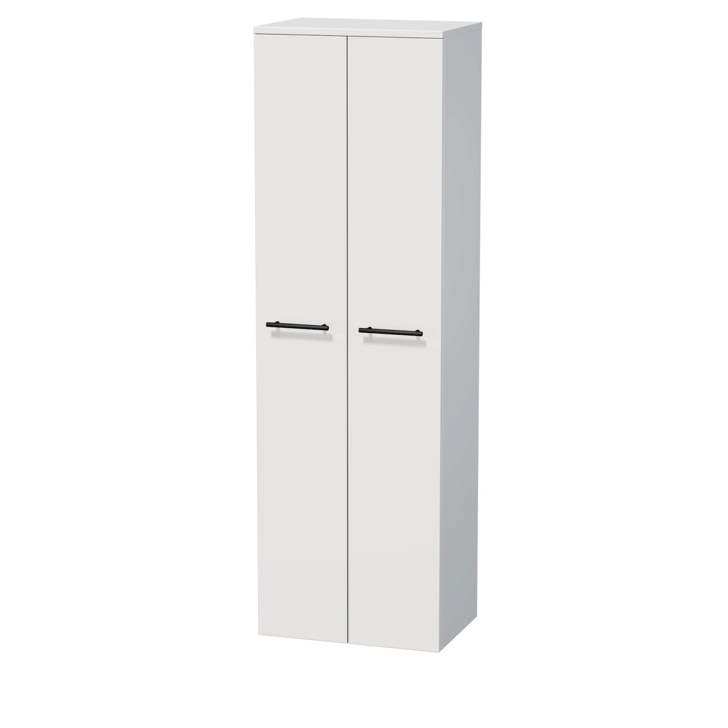 INTEDOOR Vysoká skříň BEE, úchyt černý, 2 dveře, š. 50 cm, bílá lesk