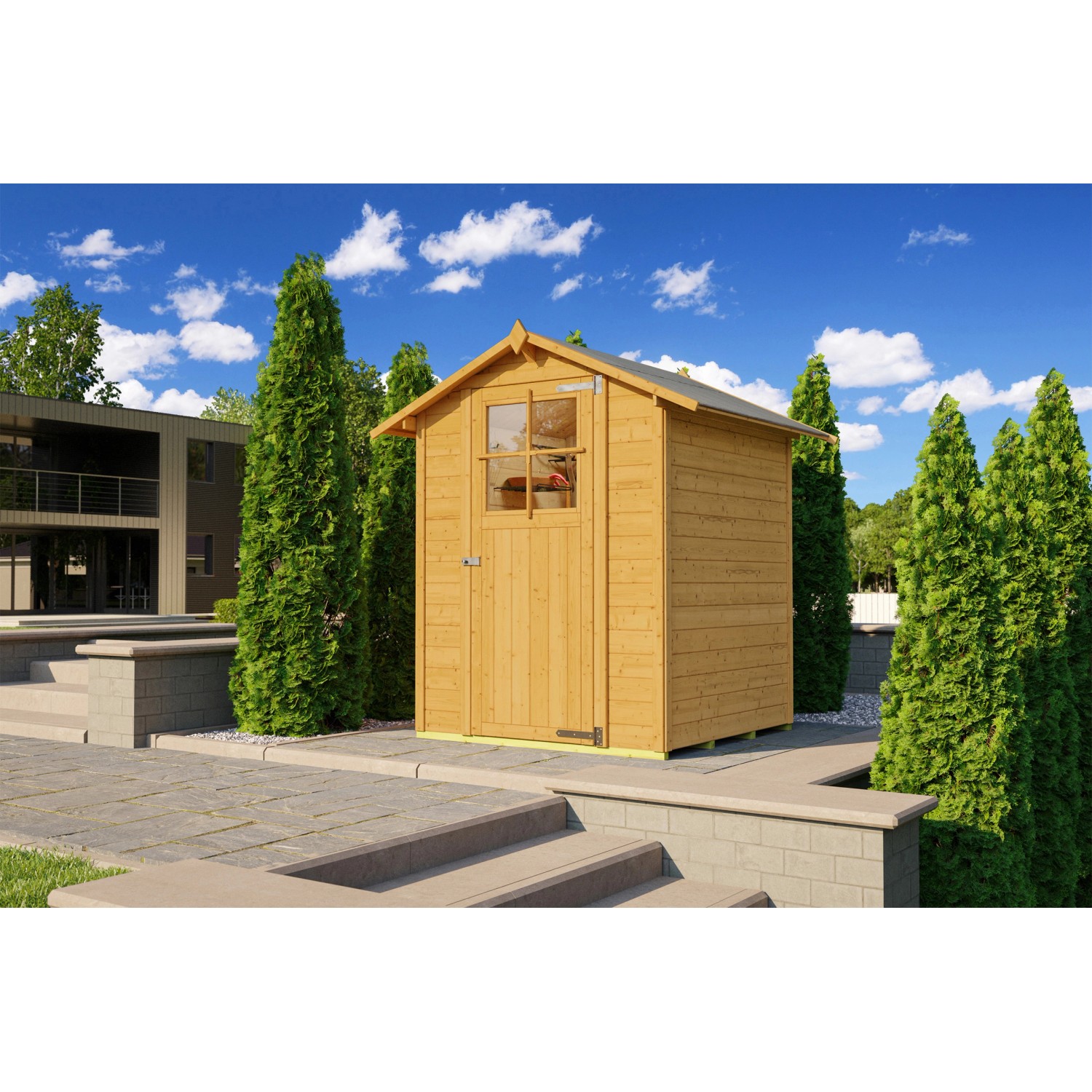 Weka Dřevěný zahradní domek 317 vel. 2, světlý dub, 152 x 148 cm