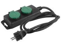 Prodlužovací kabel venkovní gumový, 2 zásuvky, černý, 1,4 m