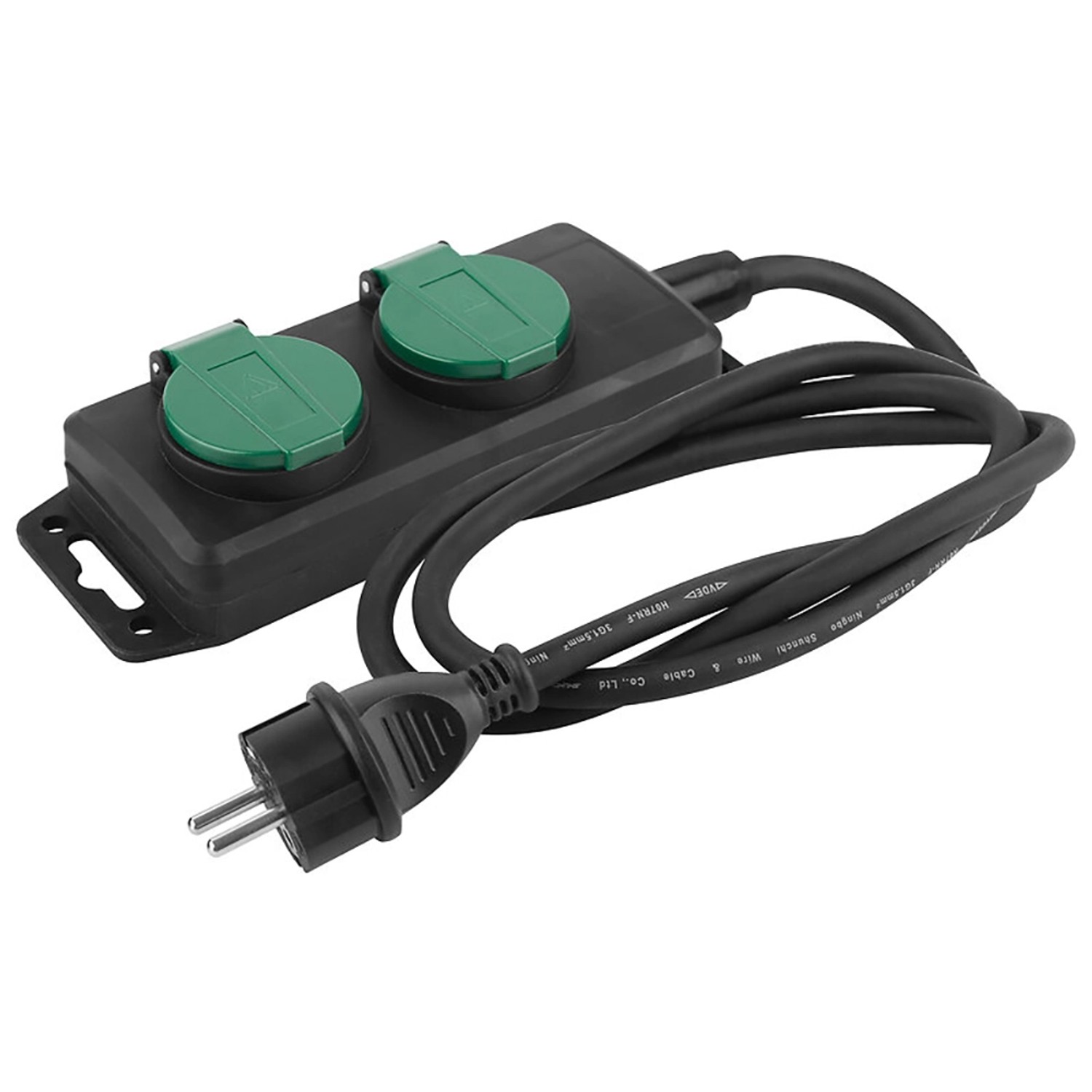 Prodlužovací kabel venkovní gumový, 2 zásuvky, černý, 1,4 m