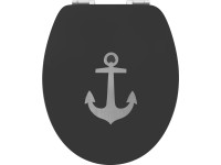 baliv WC sedátko Suapure s dřevěným jádrem, SoftClose, černá/kotva