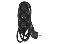 EMOS Prodlužovací kabel černý, 3 zásuvky, max. 16 A/3680 W, 1,5 m