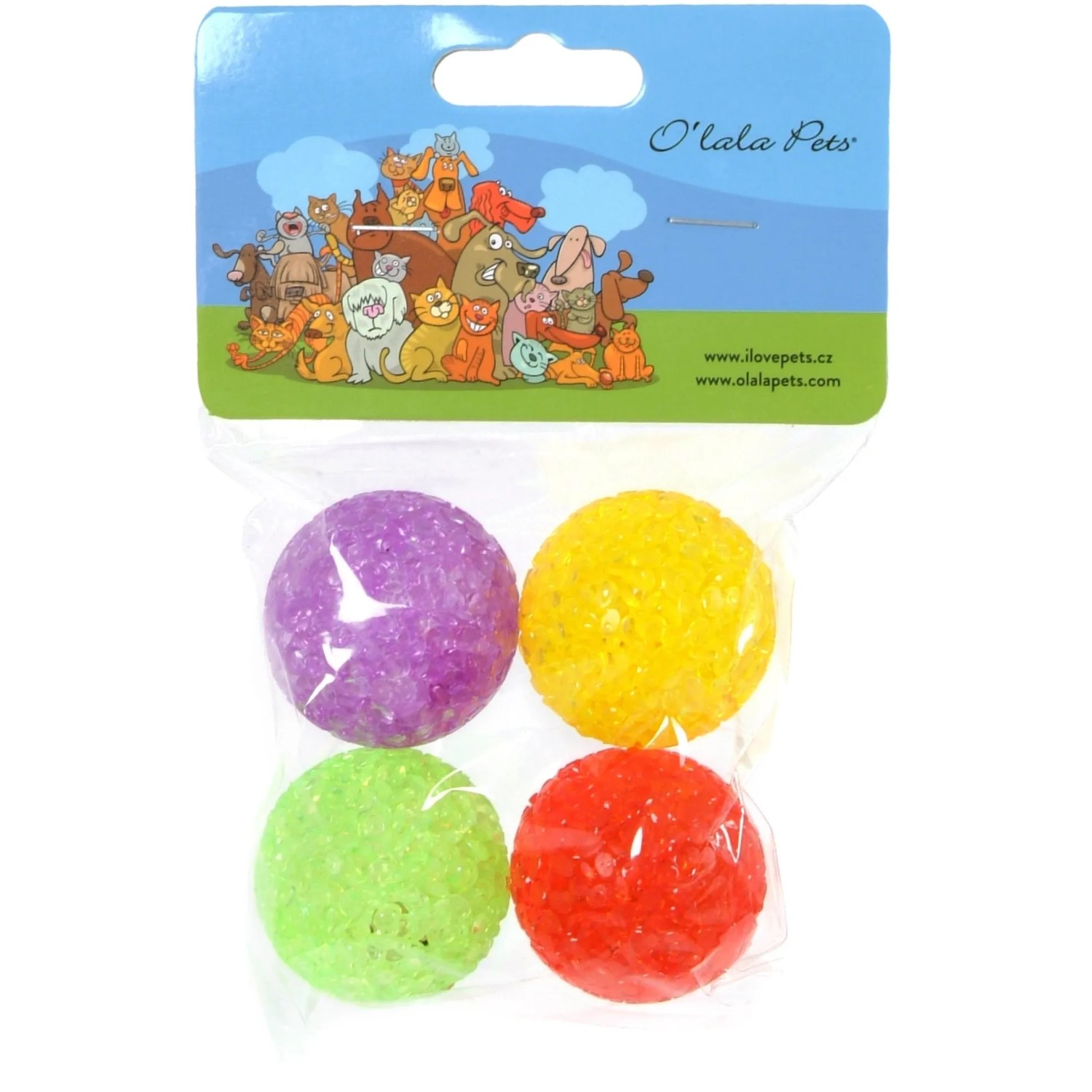 Olala Pets Míček Galaxy s rolničkou 4 cm, 4 ks