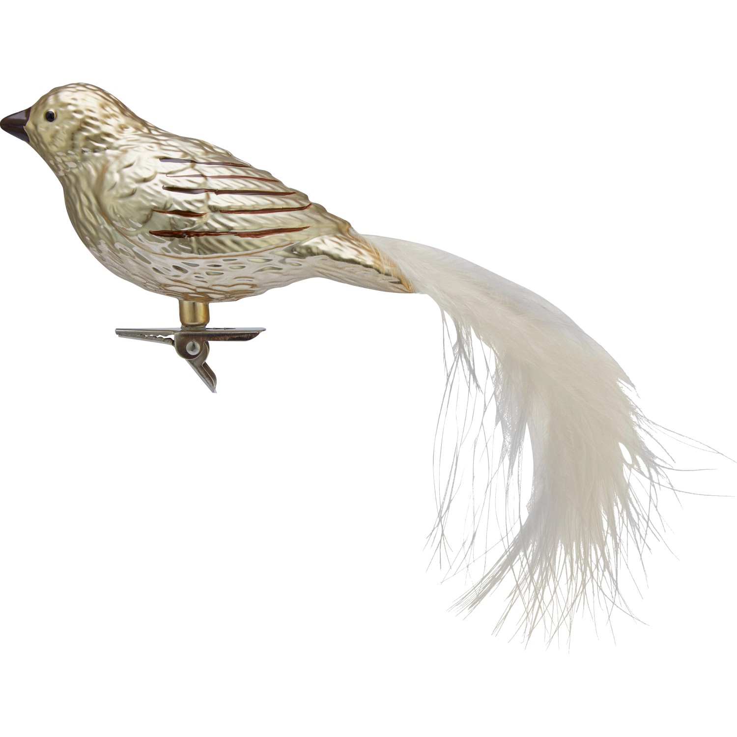 Sada vánočních ozdob ptáčci na klipu plastový zlatý 65 x 94 mm, 2 ks