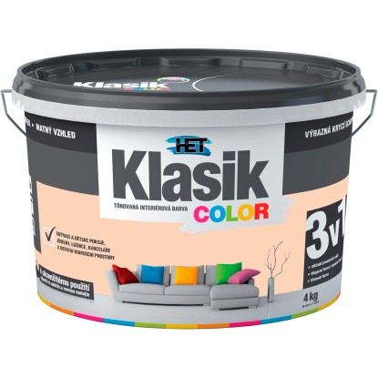 HET Klasik COLOR Tónovaná interiérová barva KC 0728 oranžová broskvová, 4 kg
