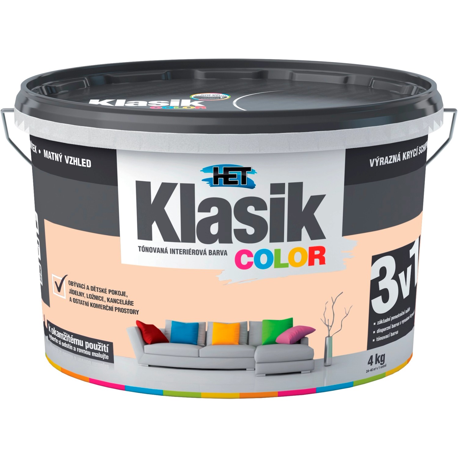 HET Klasik COLOR Tónovaná interiérová barva KC 0728 oranžová broskvová, 4 kg
