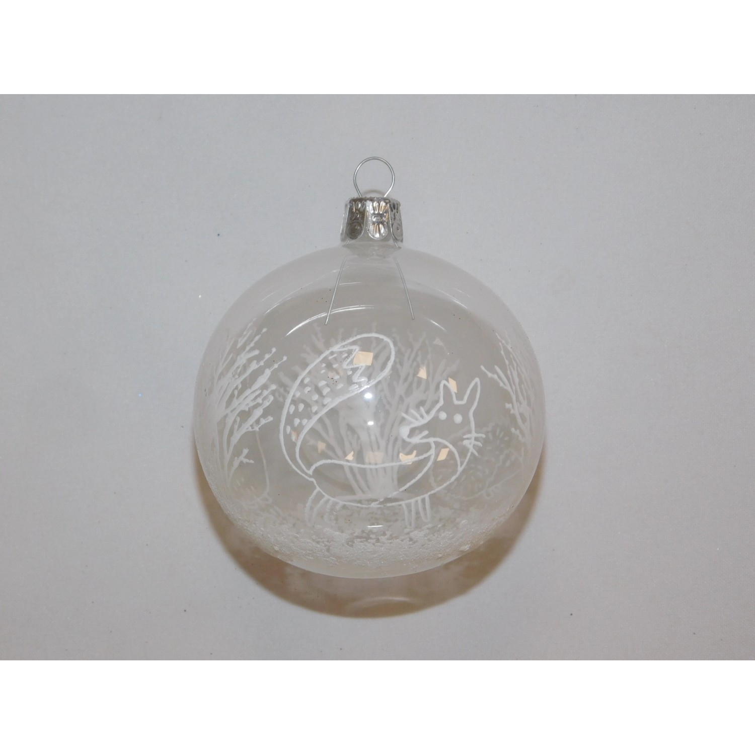 ONREX Vánoční ozdoba skleněná koule transparentní dekor pr. 8 cm