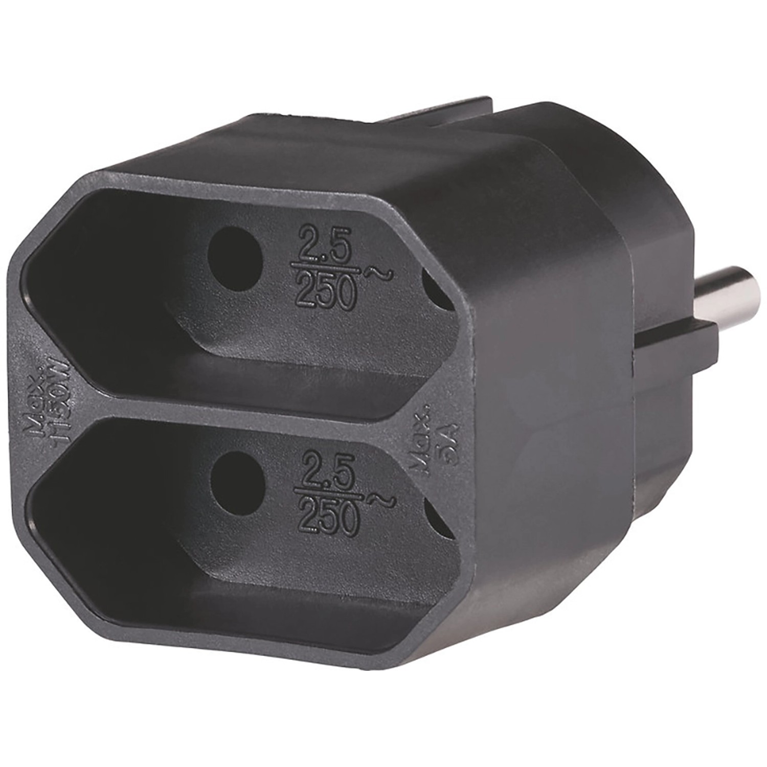 Euro rozbočka do zásuvky 2-násobná černá