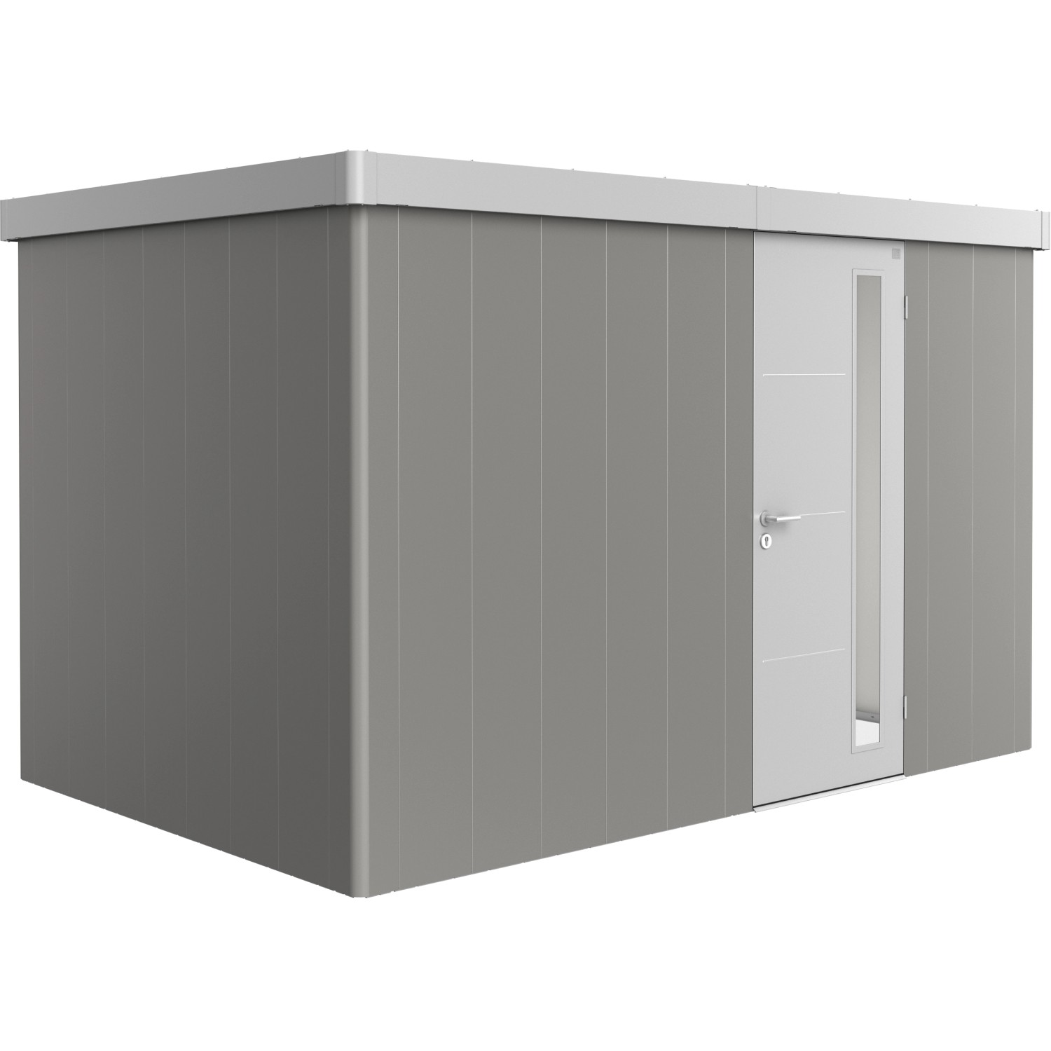 Biohort Plechový zahradní domek Neo2D 2.1 standardní dveře kř. šedá 348 x 236 cm