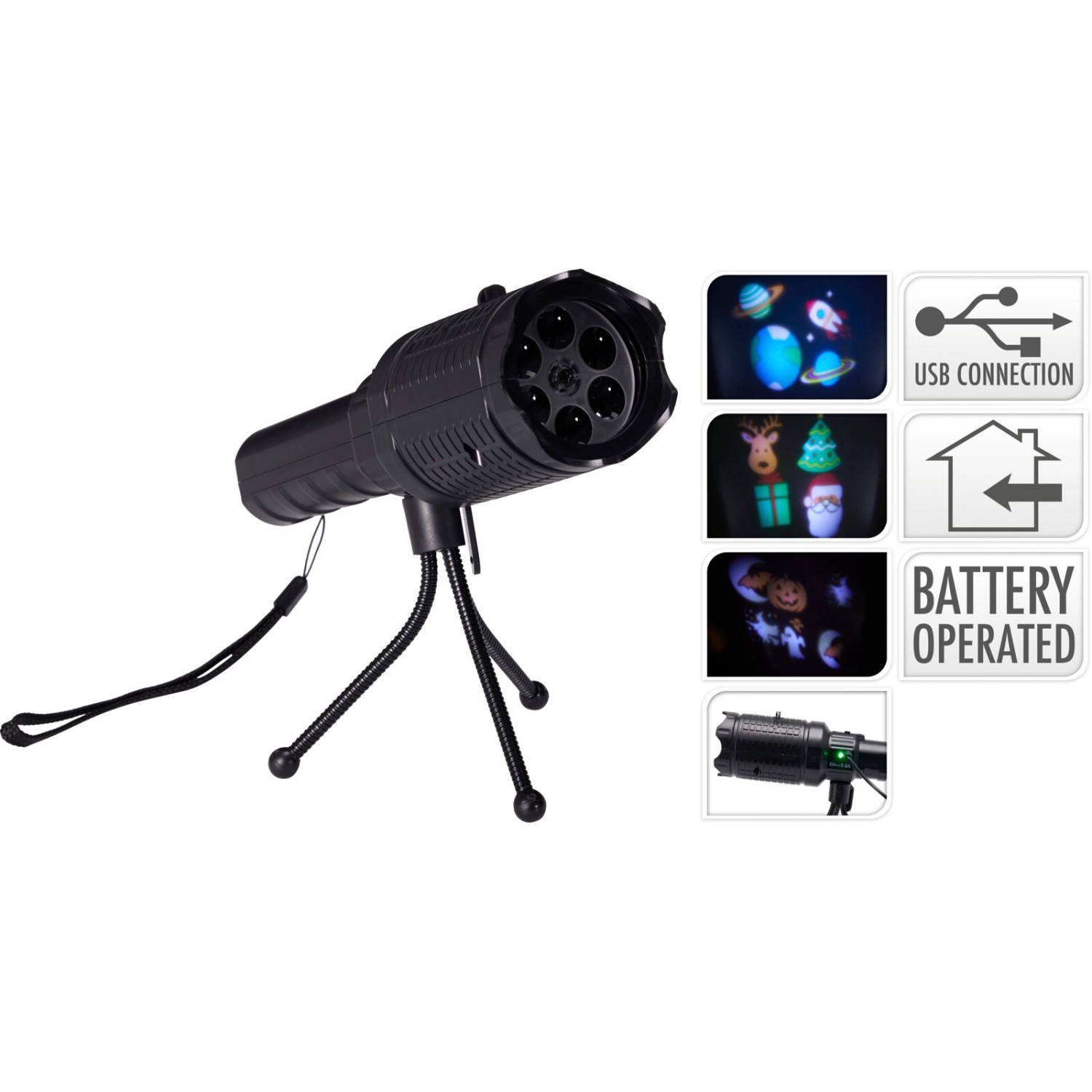 Koopman LED projektor do interiéru, černý, 22 x 16 cm