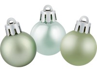 Sada vánočních ozdob koule plastové matné/lesklé mentolově zelené pr. 3 cm, 9 ks