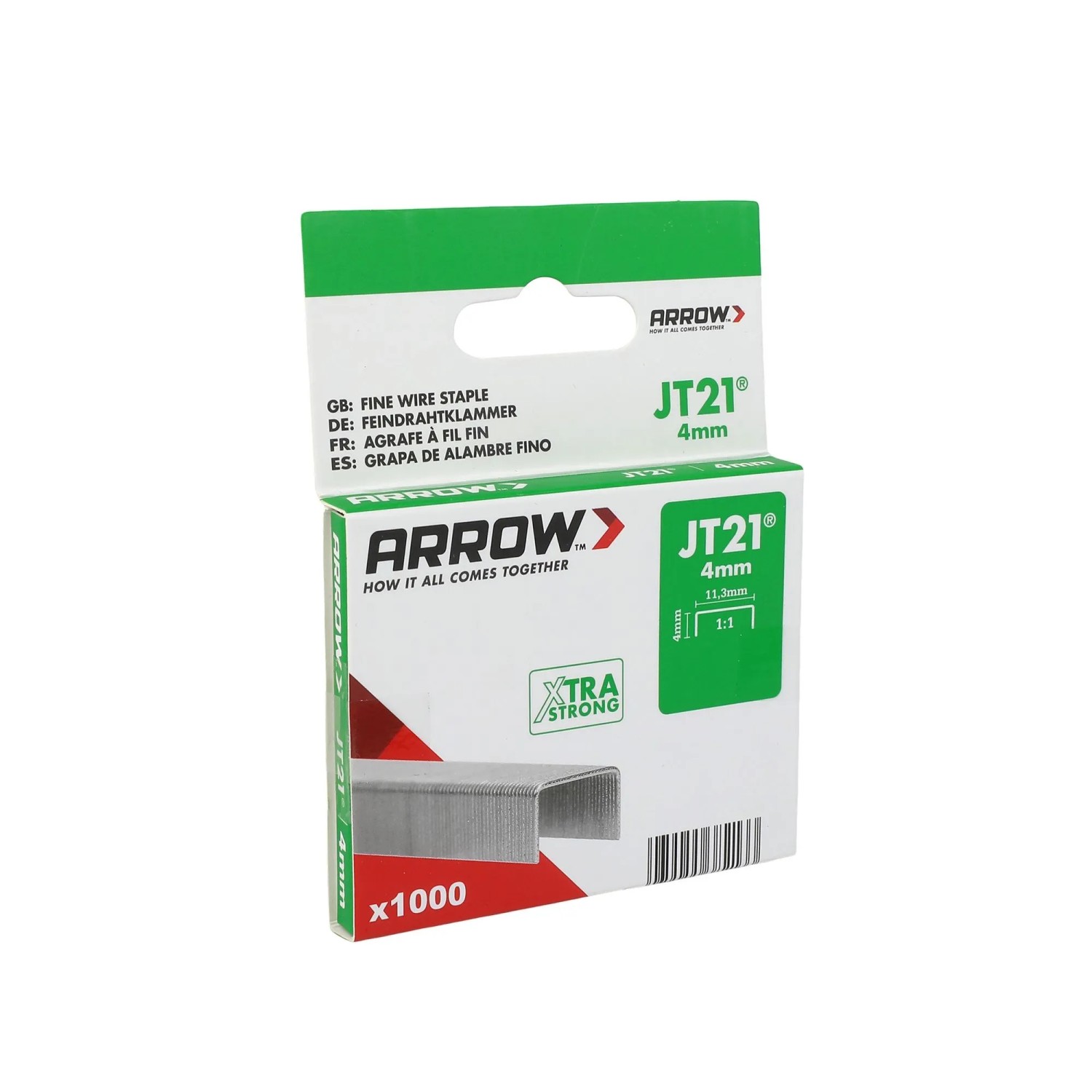 Arrow Drátěné sponky do sponkovačky JT21, délka 4 mm, 1000 ks