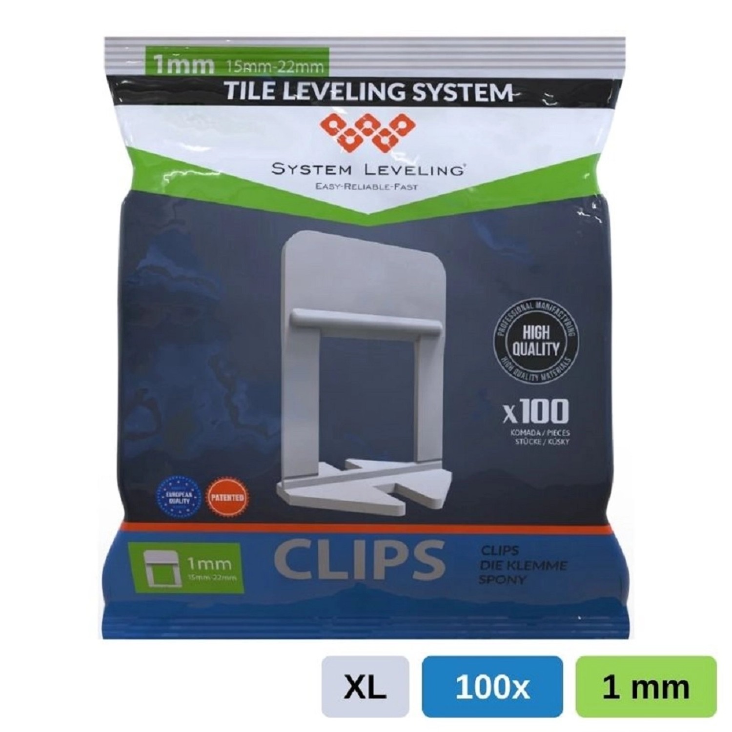 System Leveling Spona pro spáru 1,0 mm (15-22mm), 100 ks