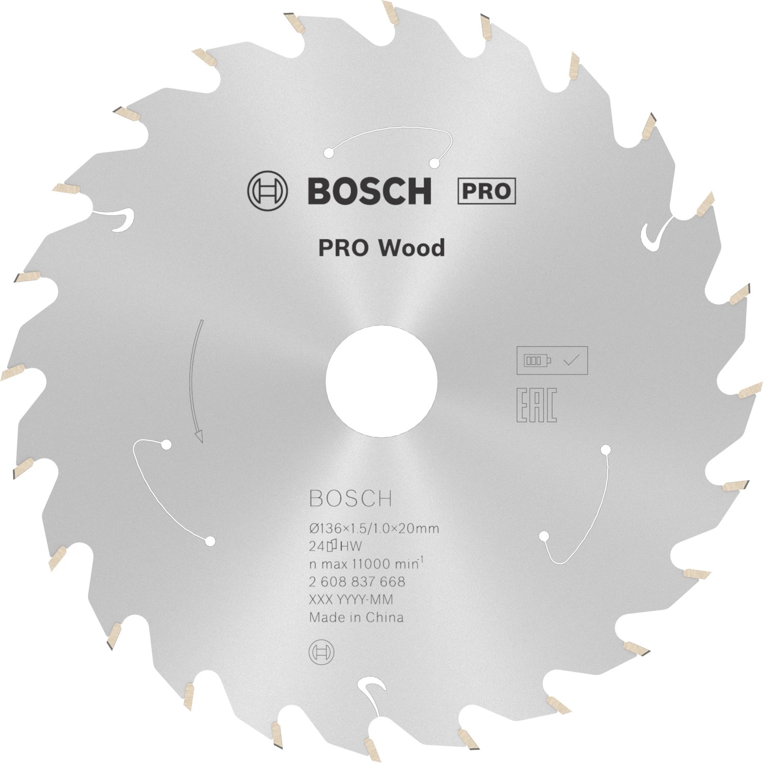 Pilový kotouč Bosch Standard for Wood 136x20 mm/24z.