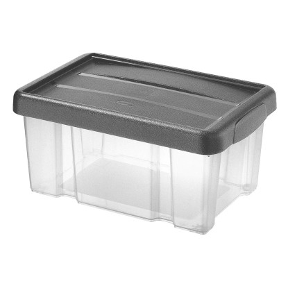 Tontarelli Box PUZZLE s víkem 14 l transparent/grafit, 40,3 x 28,6 x 19 cm
