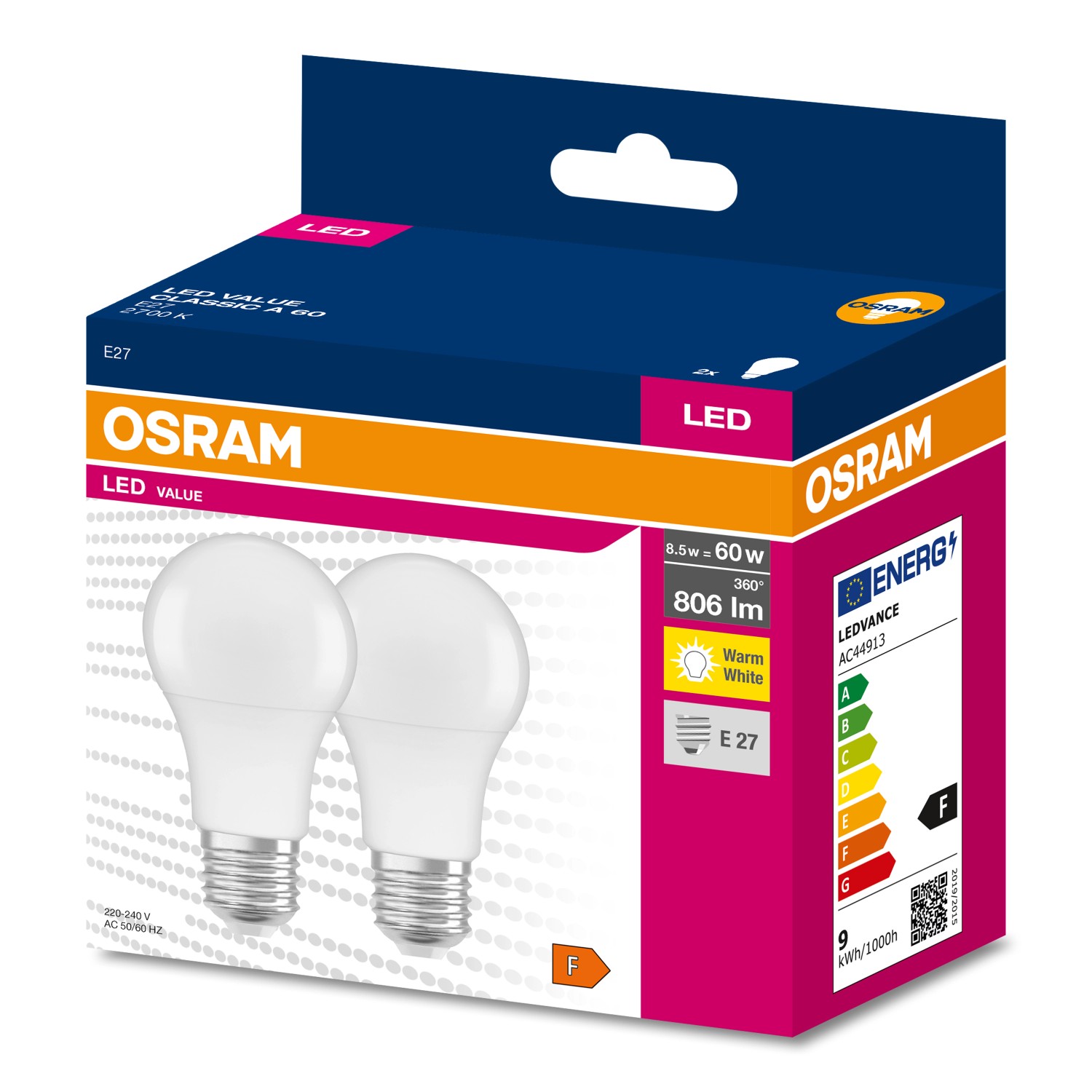 OSRAM LED žárovka VALUE CLASSIC A 60, E27, 8,5 W, 806 lm, 2700 K 60 x 113 mm