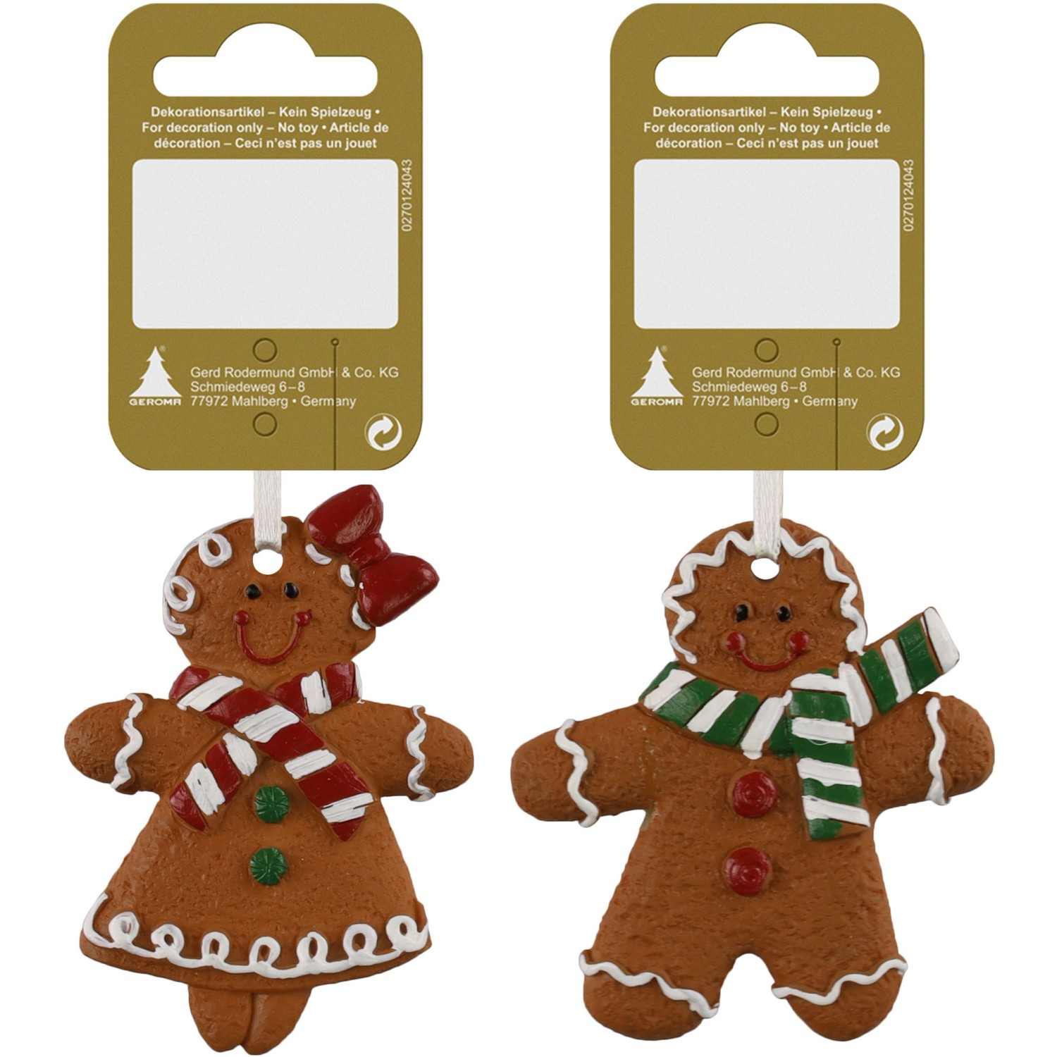 Vánoční dekorace k zavěšení, perníková figurka, hnědá, 2 provedení, 7 cm