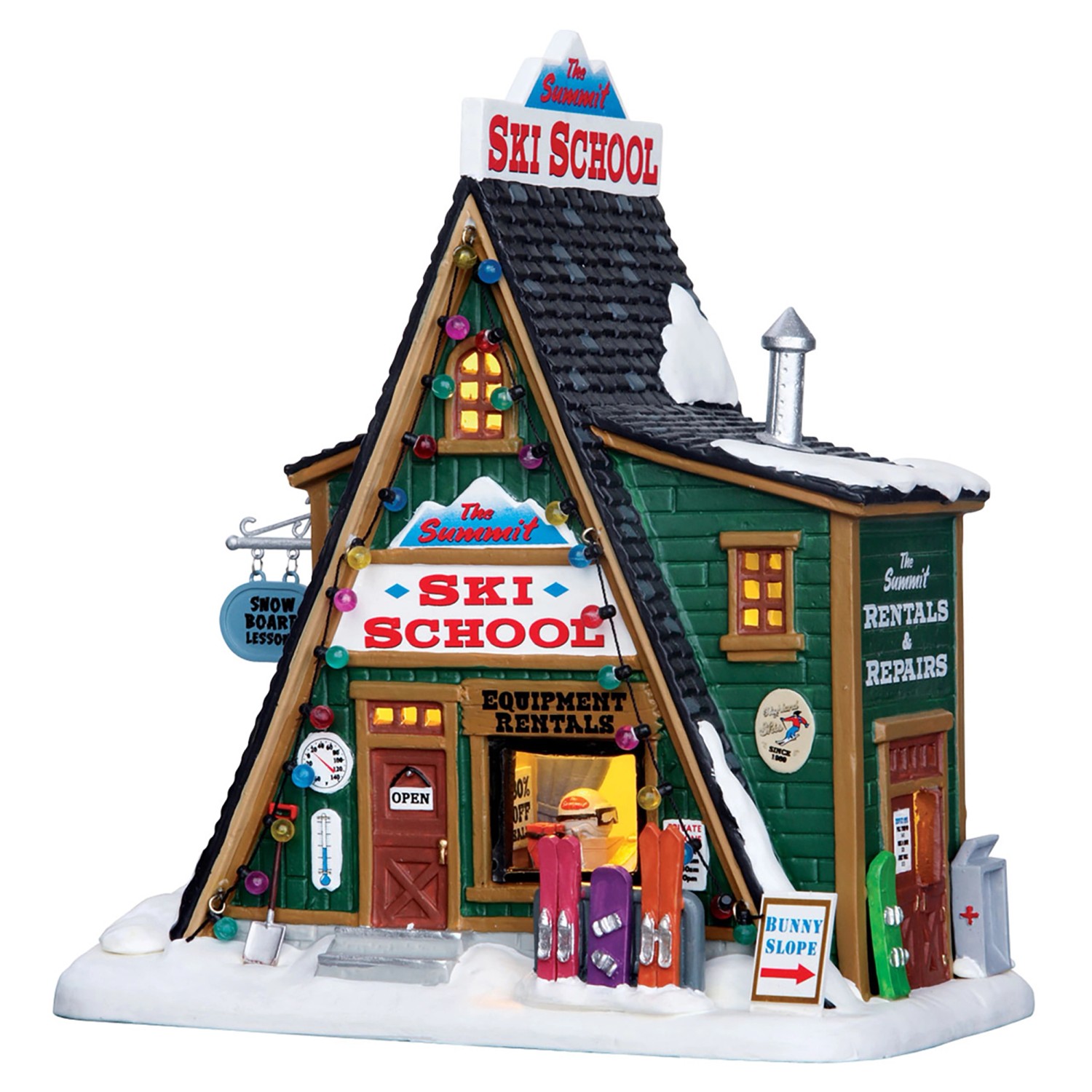 Lemax LED vánoční dekorace Lyžařská škola Summit 21,5 x 19,5 x 12 cm