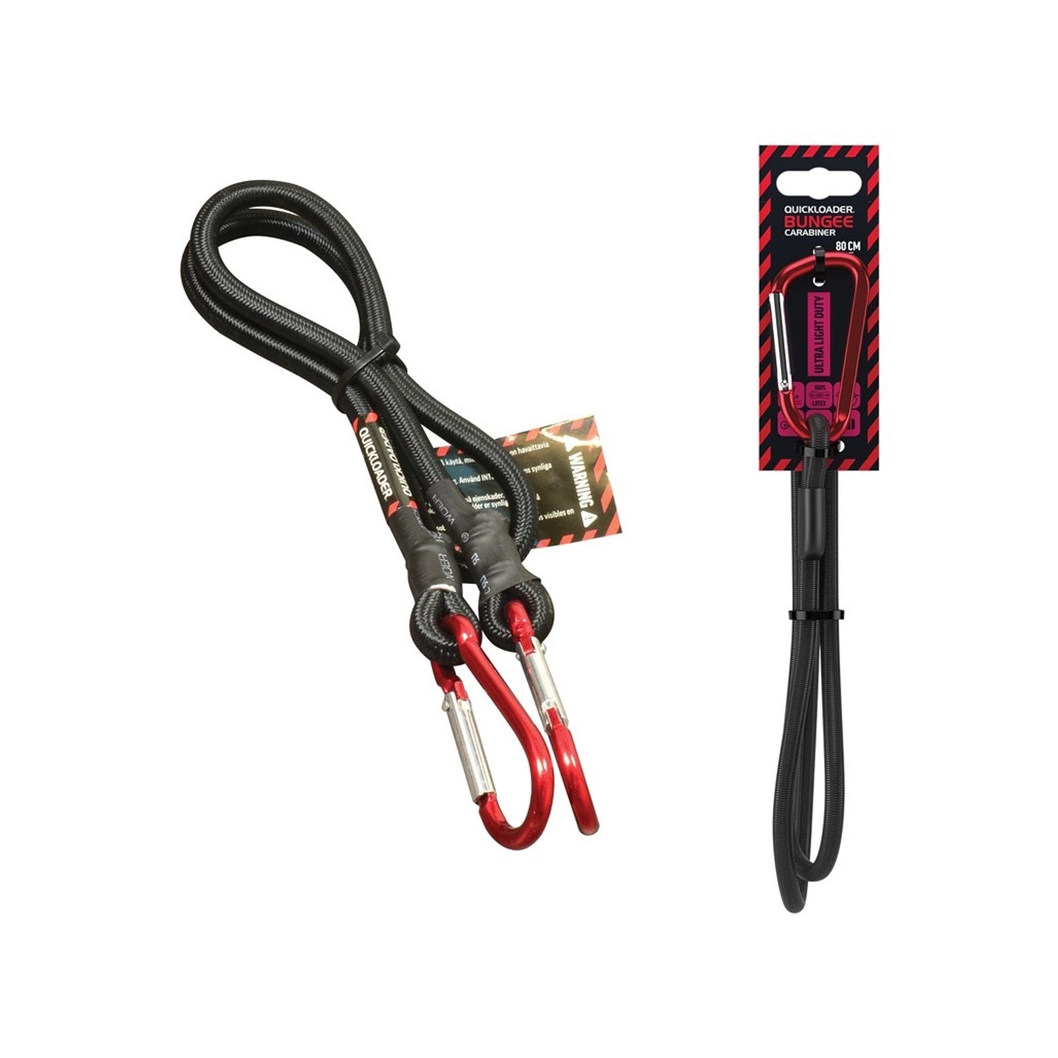 Quickloader Upínací guma s karabinou Bungee Carabiner 45 kg, 80 cm x 8 mm