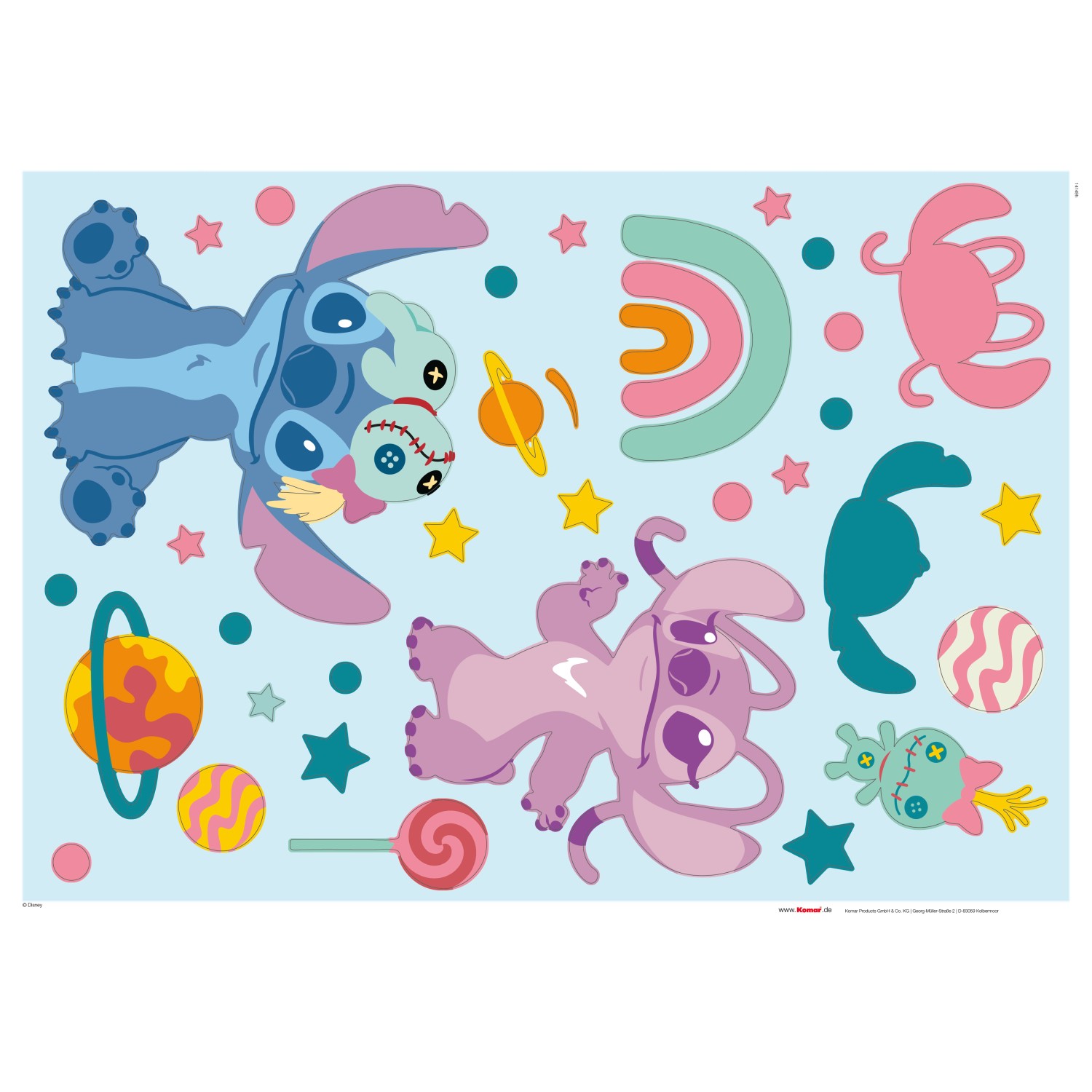 Komar Samolepka na zeď Stitch World 50 x 70 cm, 35dílná