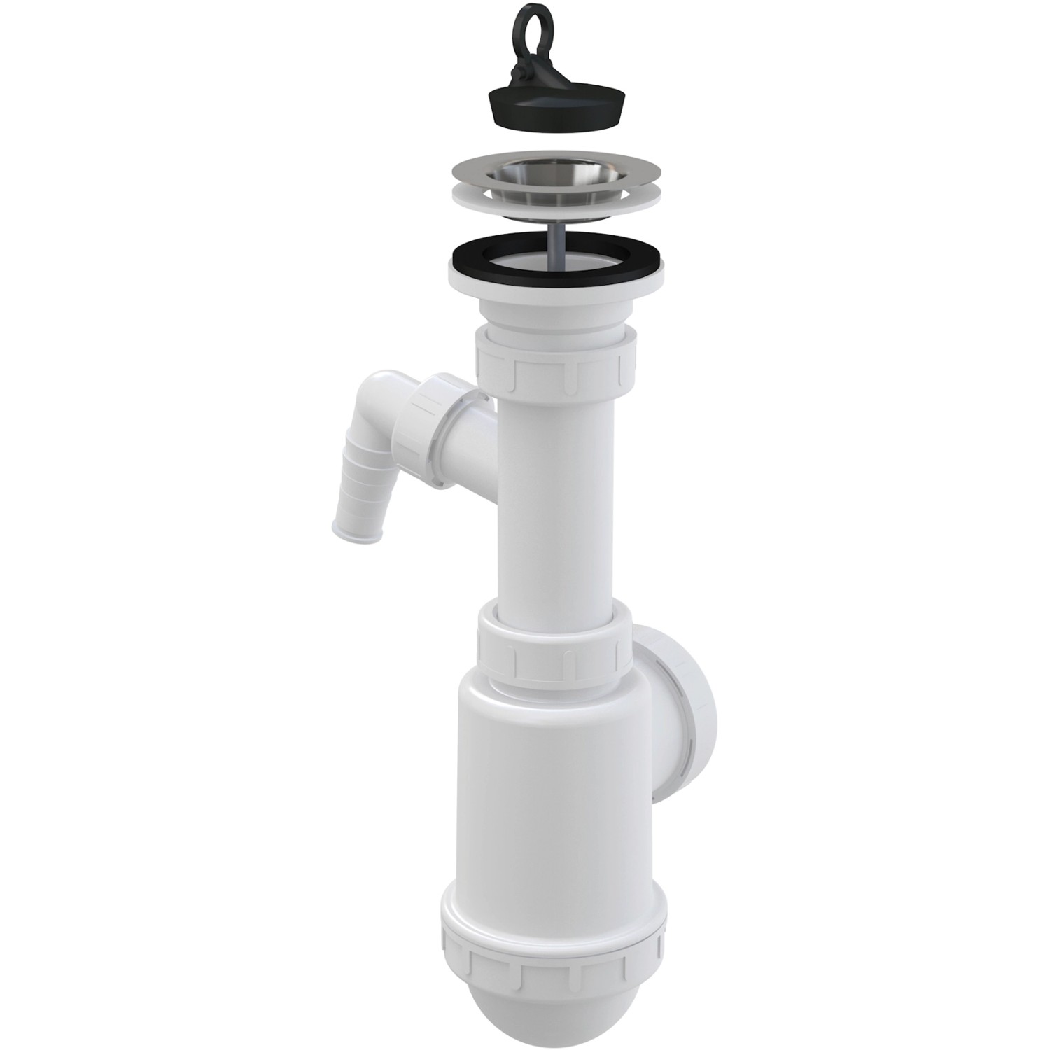 Sifon dřezový Alca A441P DN 50/40 s přípojkou a nerezovou mřížko