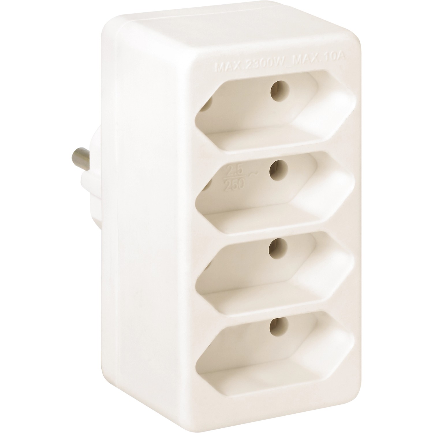 Euro rozbočka do zásuvky se 4 zásuvkami bílá