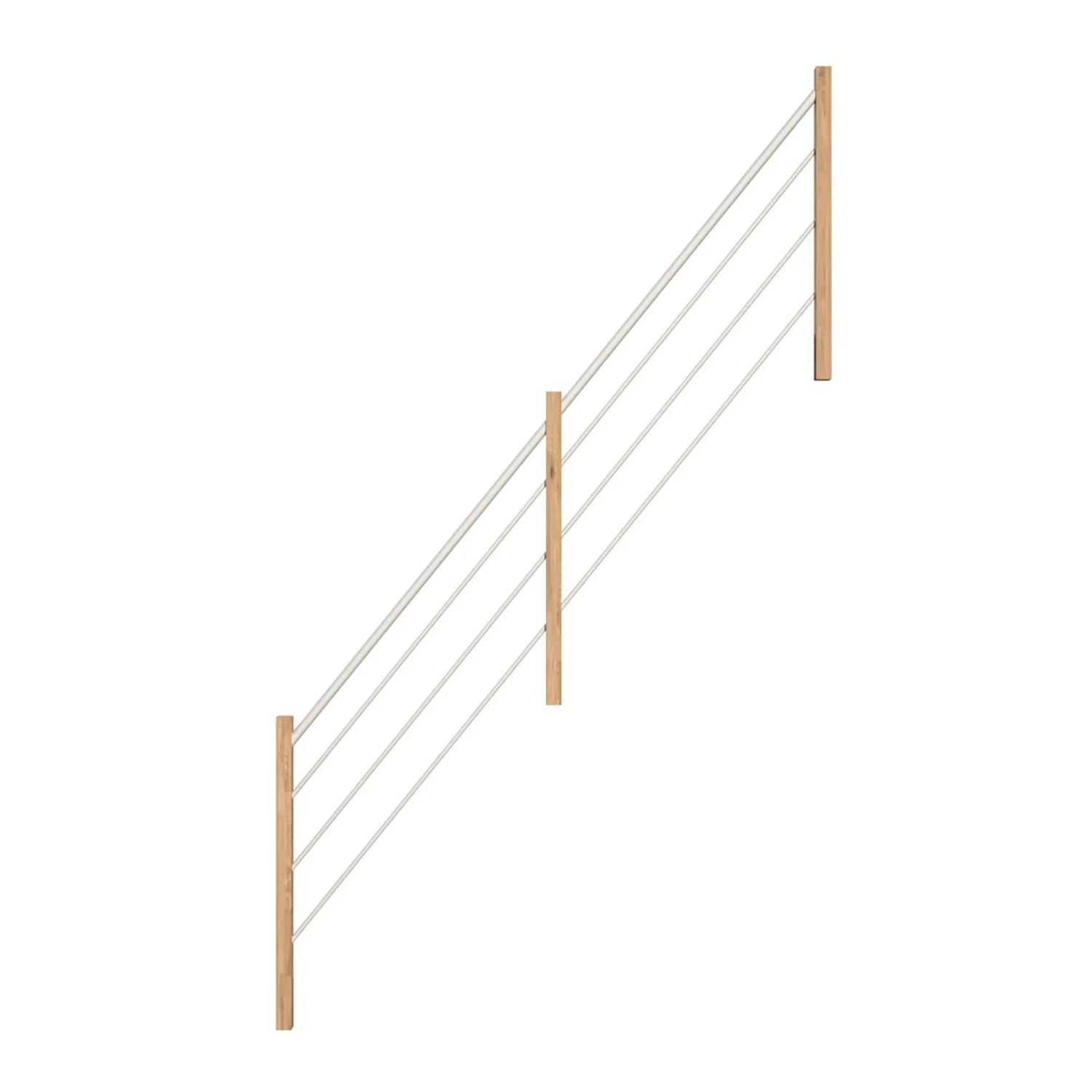 StarWood Nerezové a dřevěné zábradlí bílé/dubové pravé 365 cm