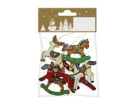 6 dřevěných ozdob na stromeček pestré 4,5 cm