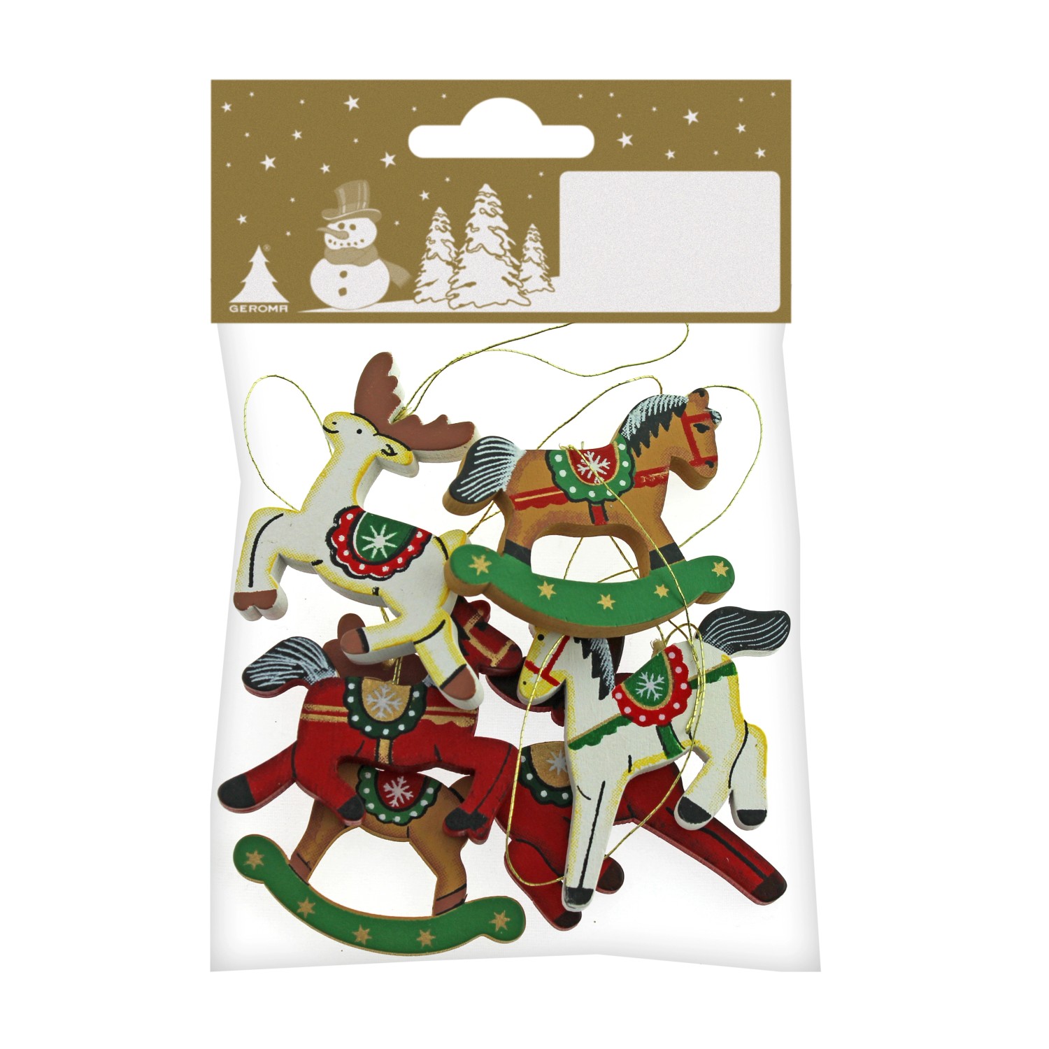 6 dřevěných ozdob na stromeček pestré 4,5 cm