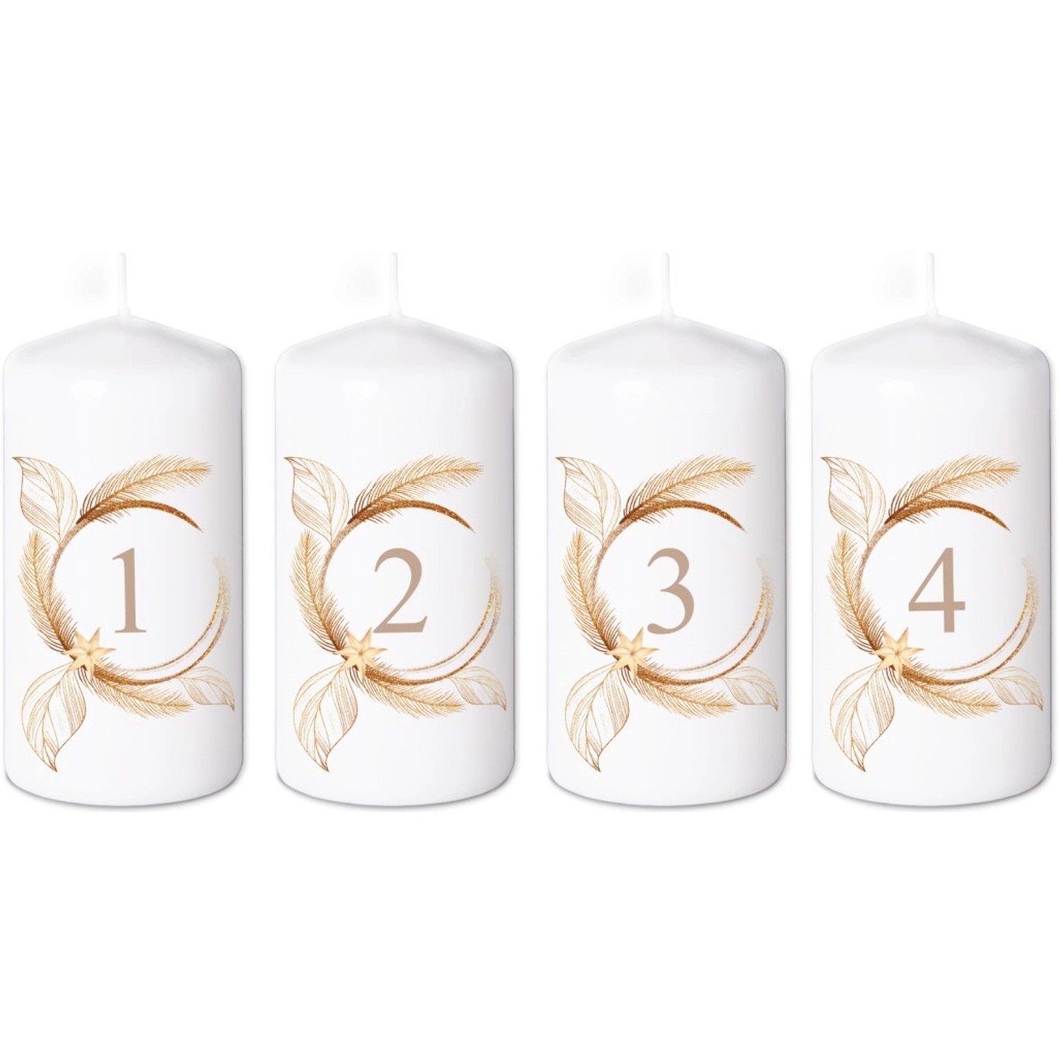 Emocio Adventní svíčky čísla + zlatý kruh, 4 ks, pr. 50 x 90 mm