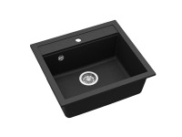 Helika Vestavný granitový dřez Quadro, černá, 56 x 51 cm
