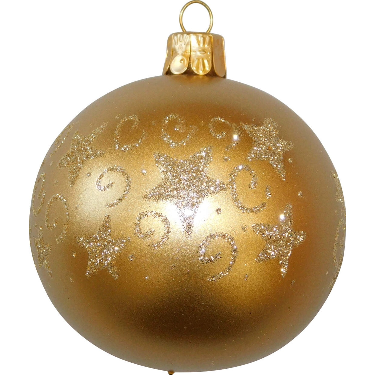 ORNEX Vánoční ozdoba skleněná koule s hvězdičkami, zlatá, 7 cm