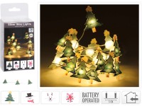 LED světelný řetěz bat. s figurkami 20 LED teplá bílá, stříbrný drát, 100 cm