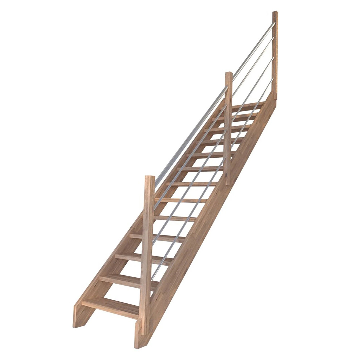 StarWood Schody Mykonos Pro dubové rovné 80cm otevřené dřev. nerez. zábradlí P