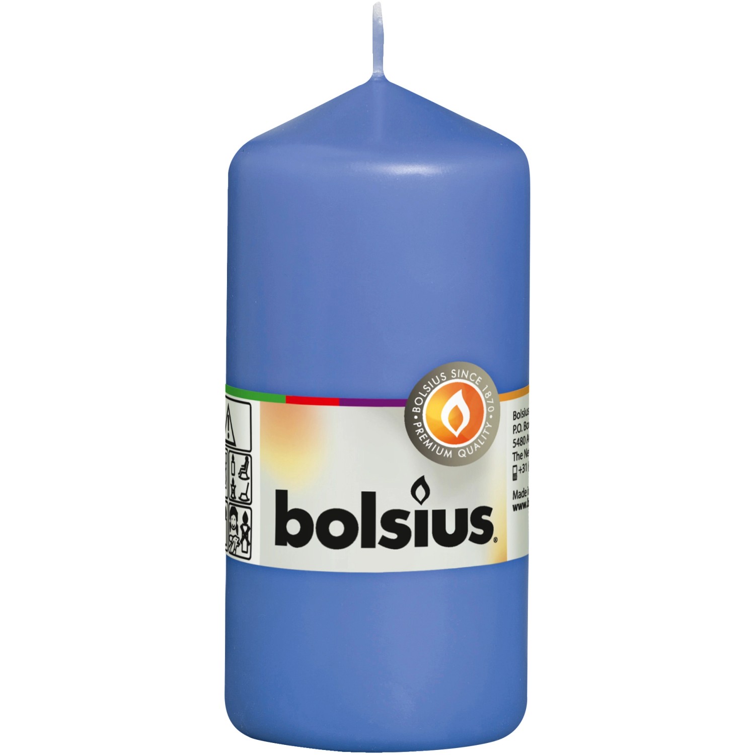Bolsius Válcová svíčka modrá 12 x 6,8 cm