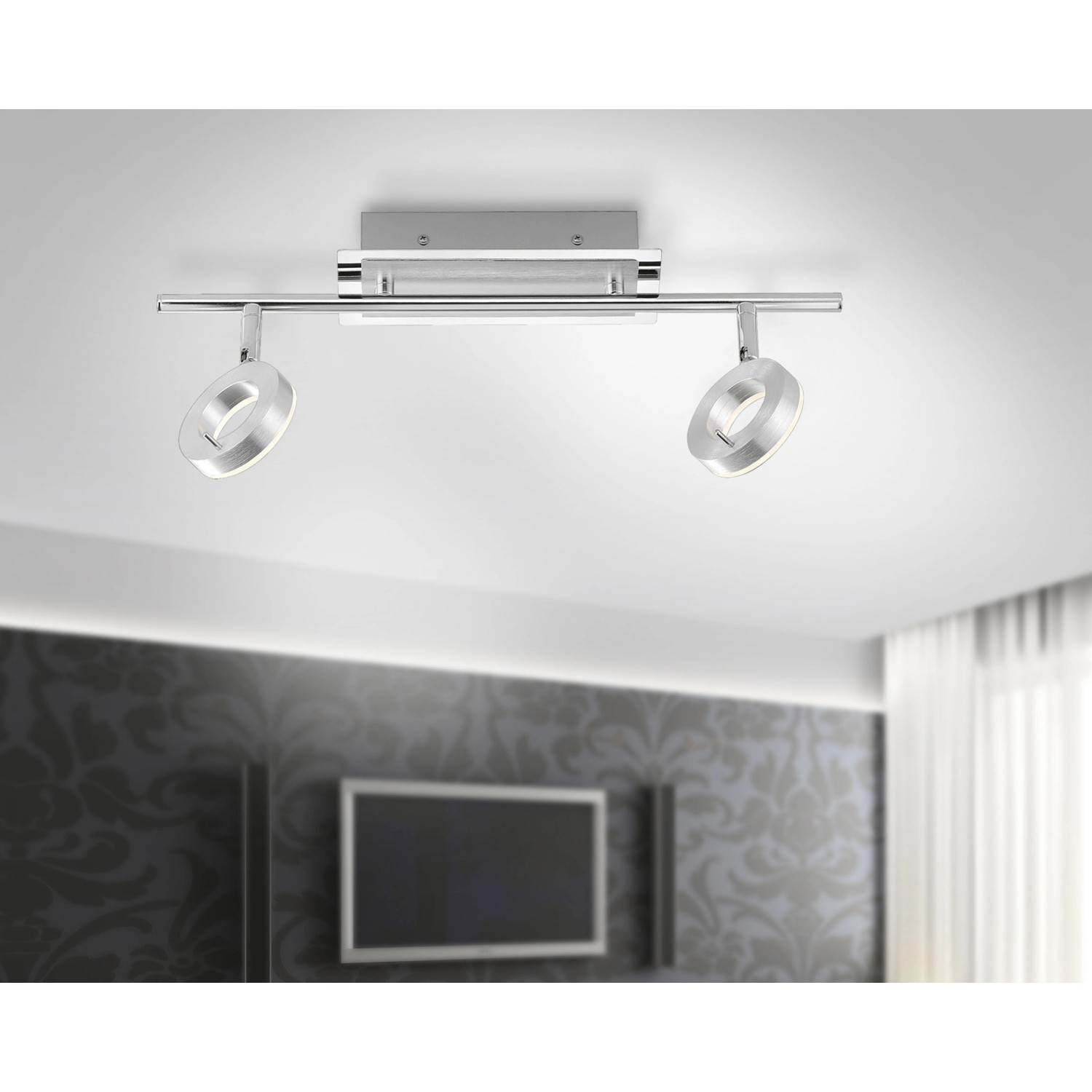 Paul Neuhaus Stropní LED svítidlo Sileda 2bod., 2x12W, IP44, hliník, 18 x 50,5cm