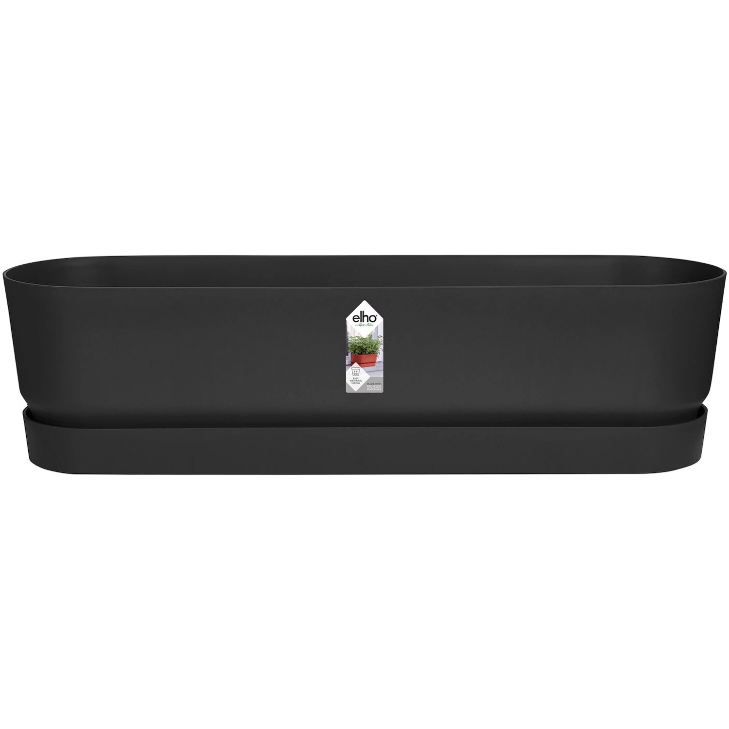 elho Květináč Greenville Lang černý, 70 x 18 x 19 cm