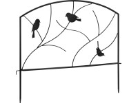 Kovový dekorativní zahradní obrubník, ptáčci, černá, 56,5 x 48 cm