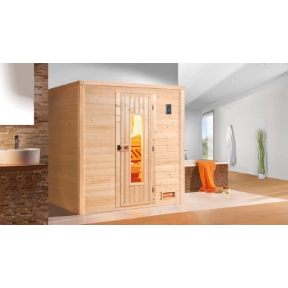 Weka Dřevěná sauna Bergen 1.8 dř.dv., přírodní, 196x178x205 cm + Kompakt 5,4 kW