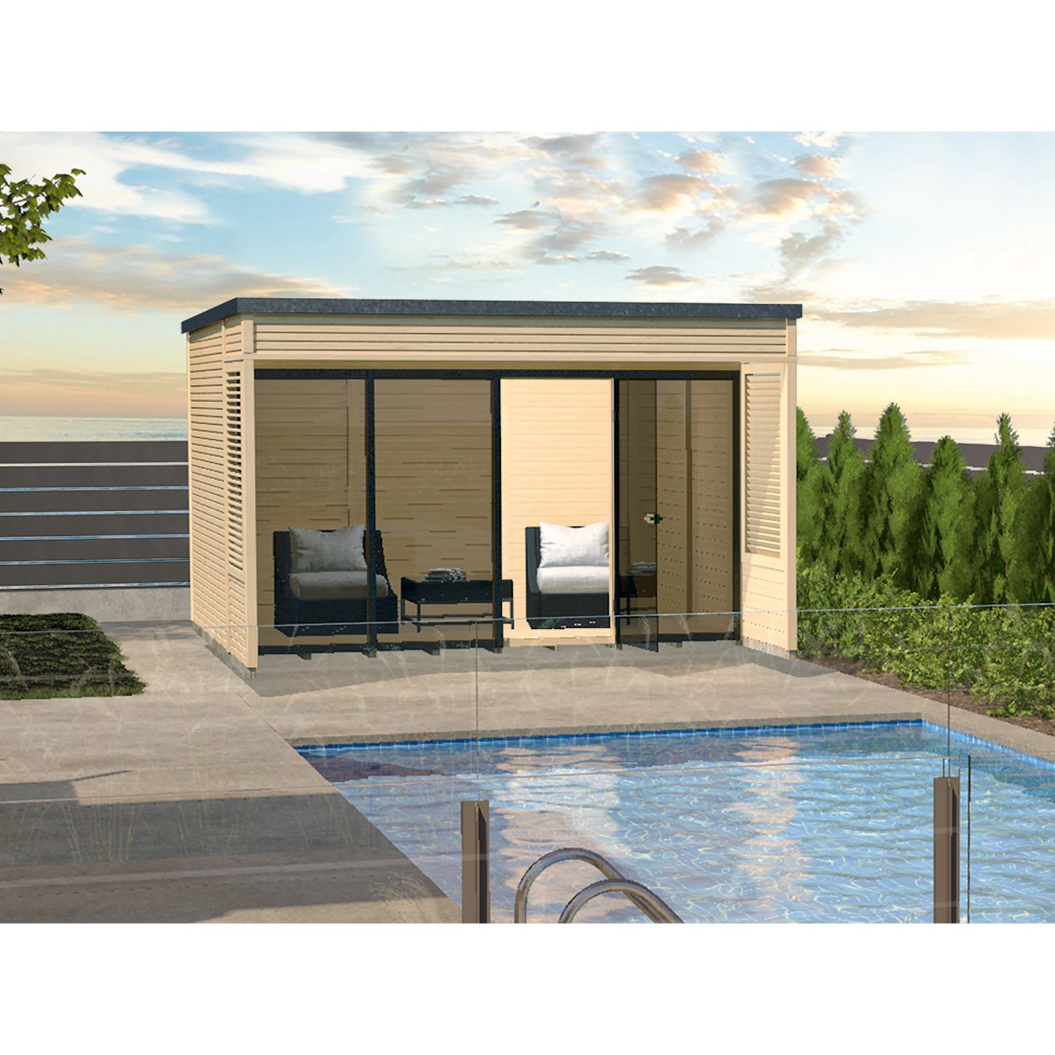 Weka Designový zahradní domek Cubilis 2.0 vel. 2, přírodní, 380 x 480 cm