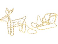 LED vánoční dekorace sob se saněmi, transparentní, 46 x 153 x 24 cm