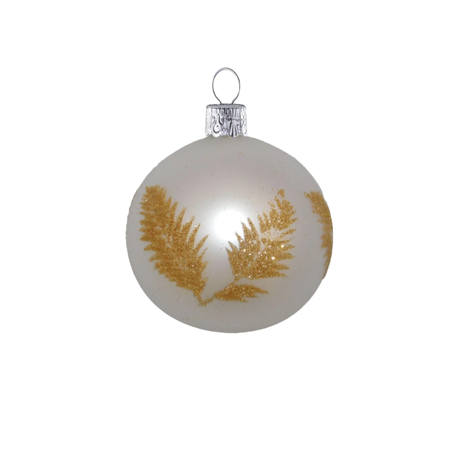 ORNEX Koule skleněná bílá lístky 70 mm