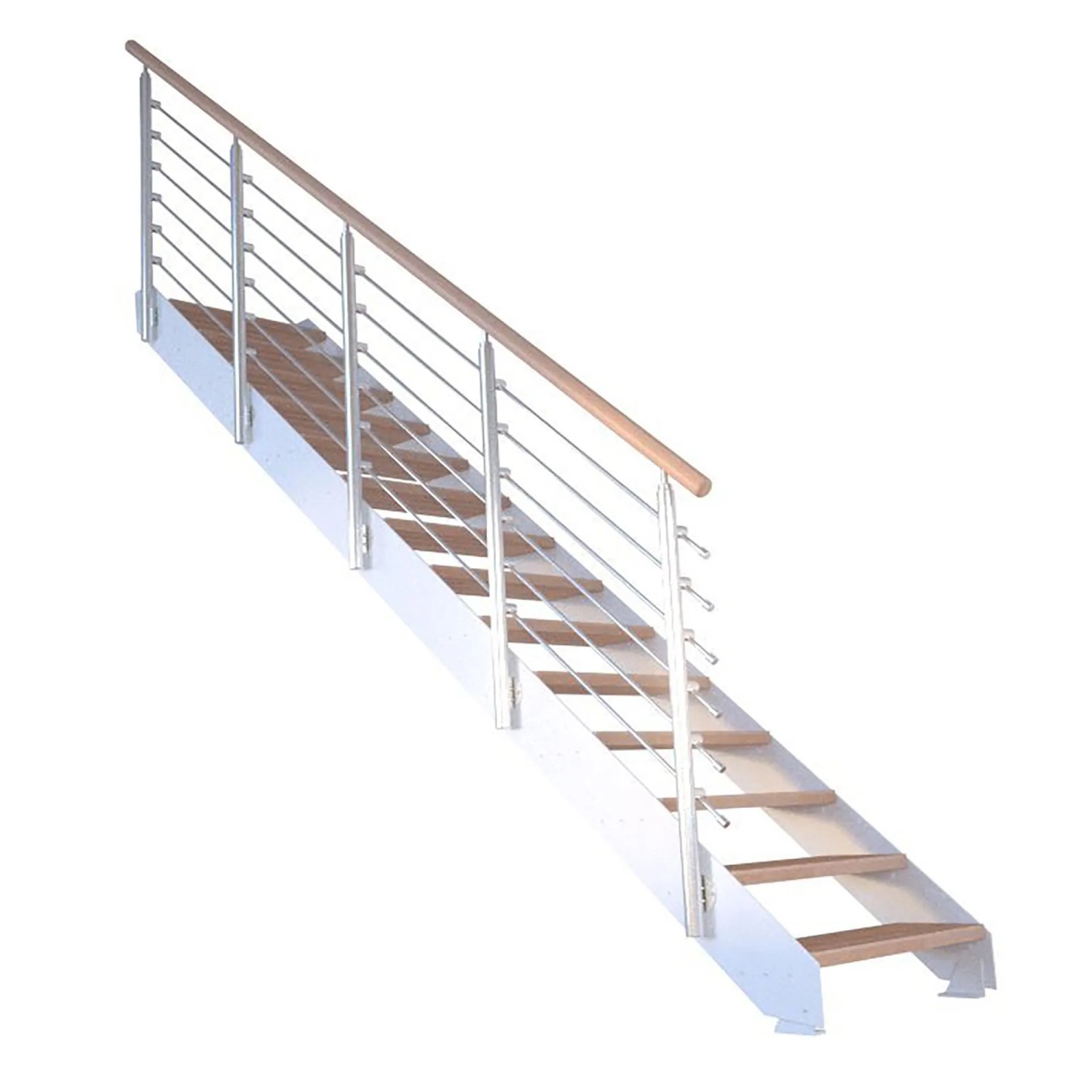 StarWood Kovové schody Kos 13 st. buk olej. 107 cm design. zábradlí bílá