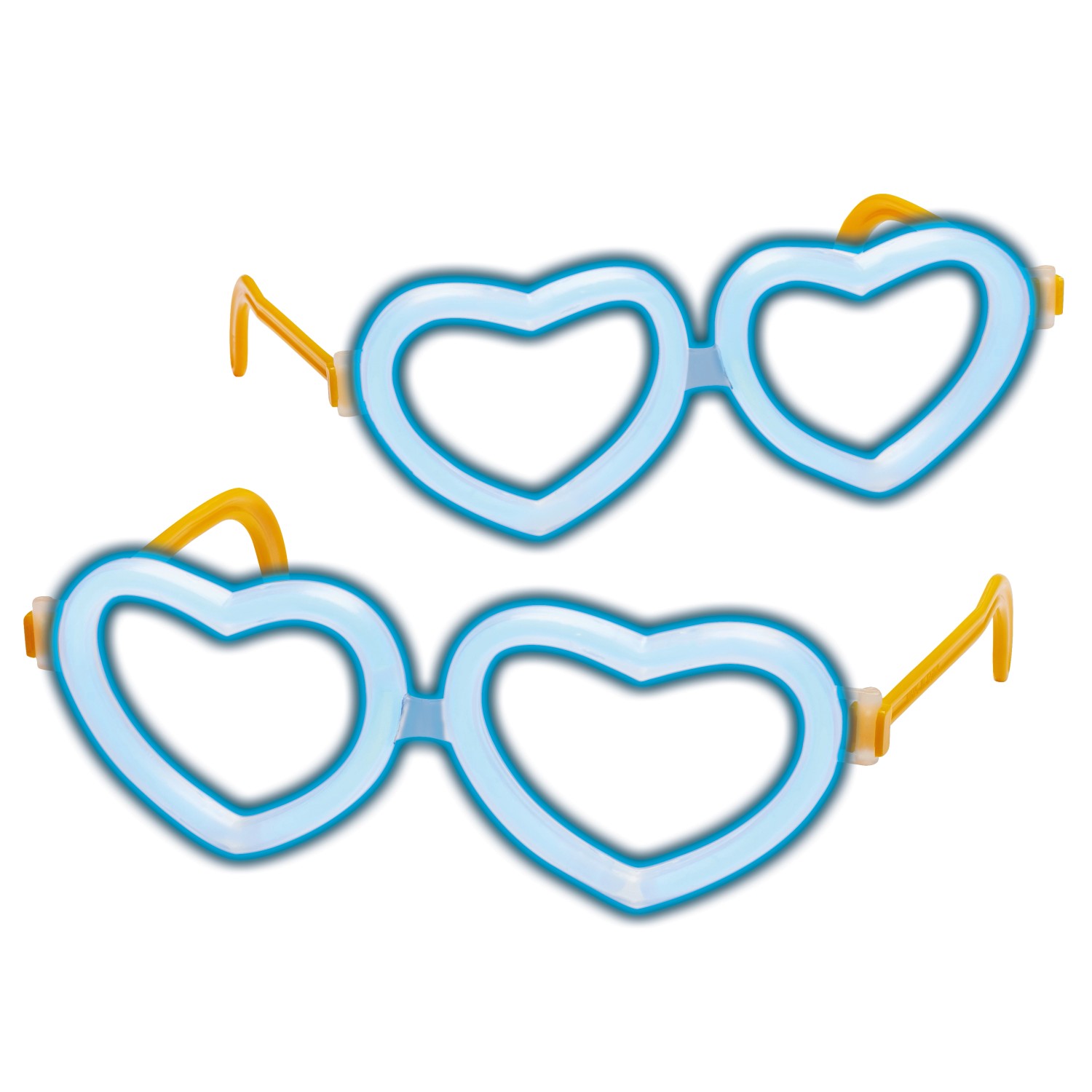 Brýle ze svíticích tyčinek - srdce, modrá, 2 ks