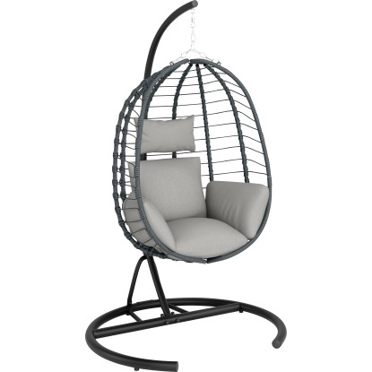 Skládací závěsné křeslo Cupertino, antracitová, 116 x 100 x 190 cm